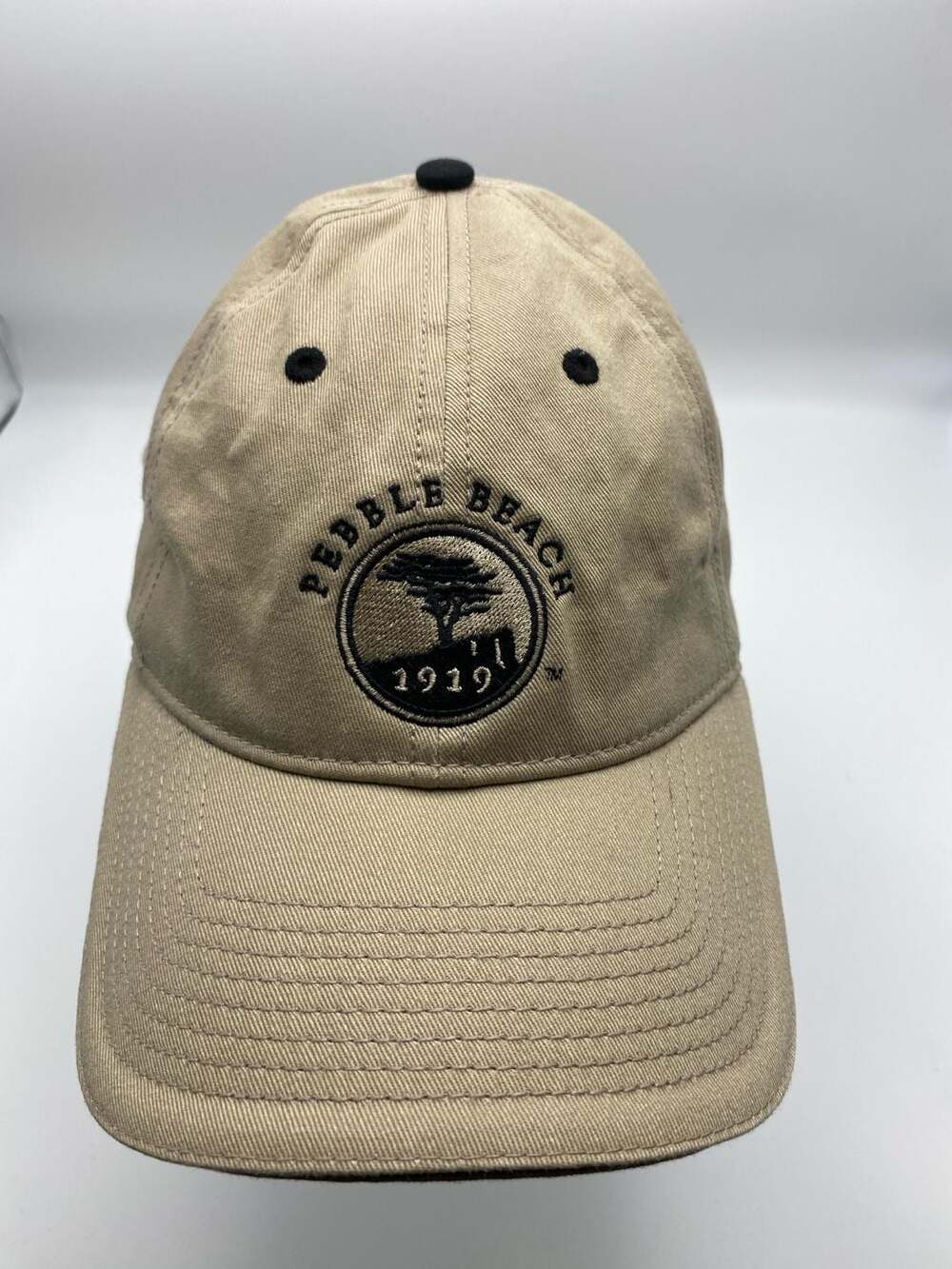 Pebble Beach Golf Hat 1919 Embroidered The Game Originals Tan Beige Khaki